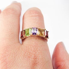 14 Karat Yellow Gold Garnet, Amethyst and Peridot Ring