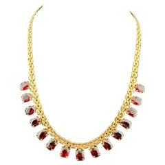 14k Yellow Gold Garnet Necklace