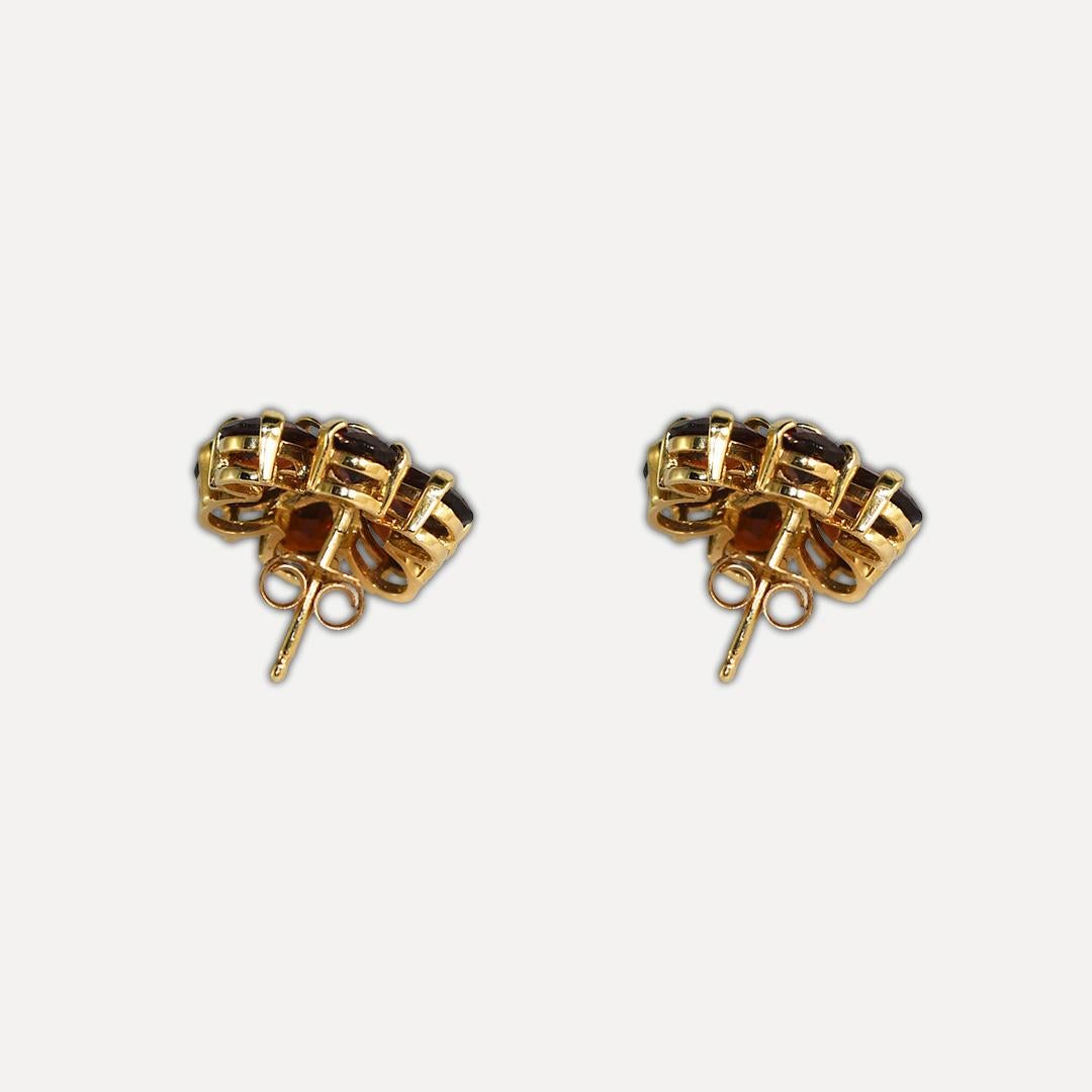 Pear Cut 14K Yellow Gold Garnet Post Earrings 7.0 ct