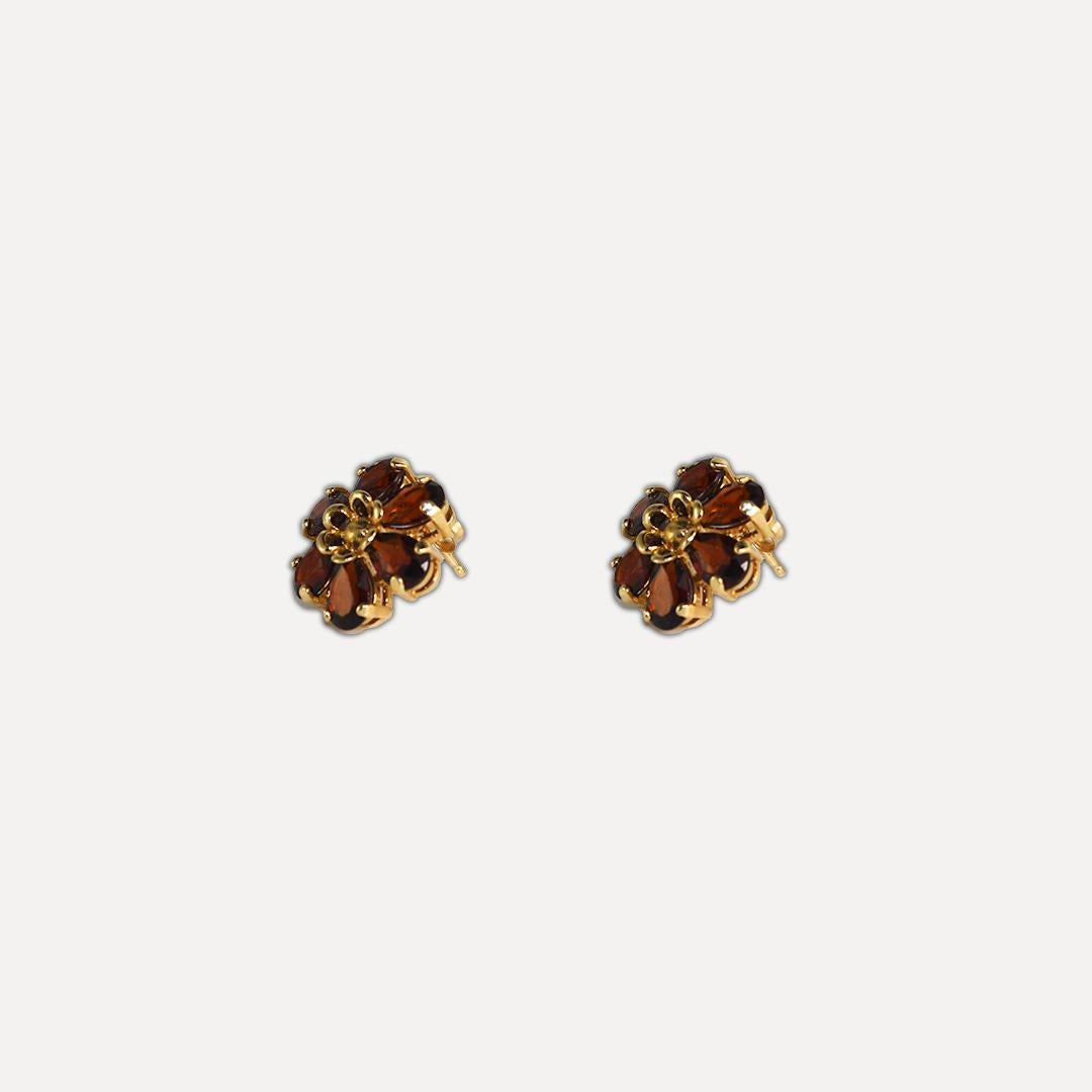 14K Yellow Gold Garnet Post Earrings 7.0 ct In Excellent Condition For Sale In Laguna Beach, CA