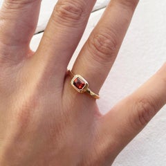 14K Yellow Gold Garnet Ring for Her