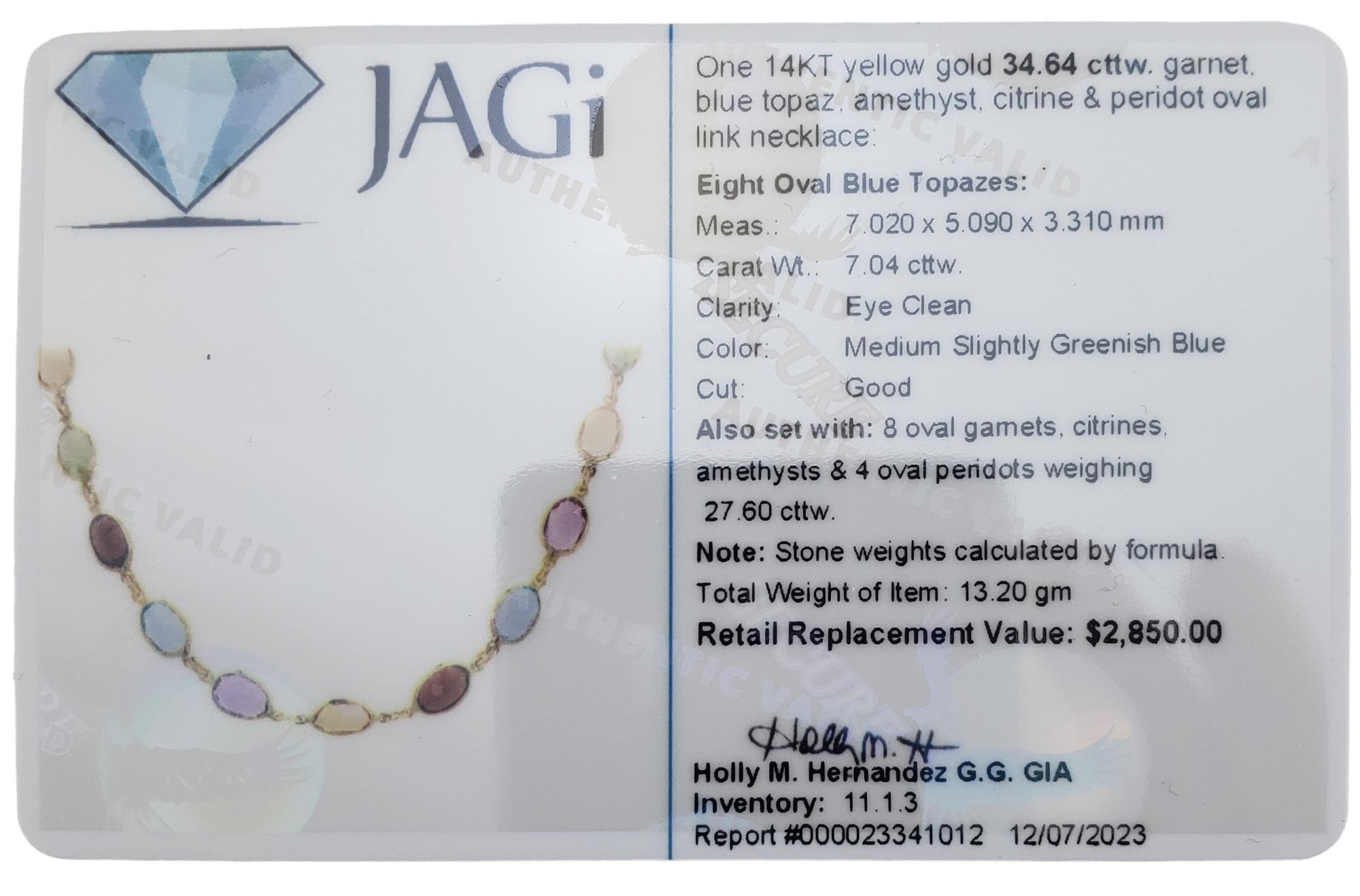 14K Yellow Gold Gemstone Necklace #16243 For Sale 3