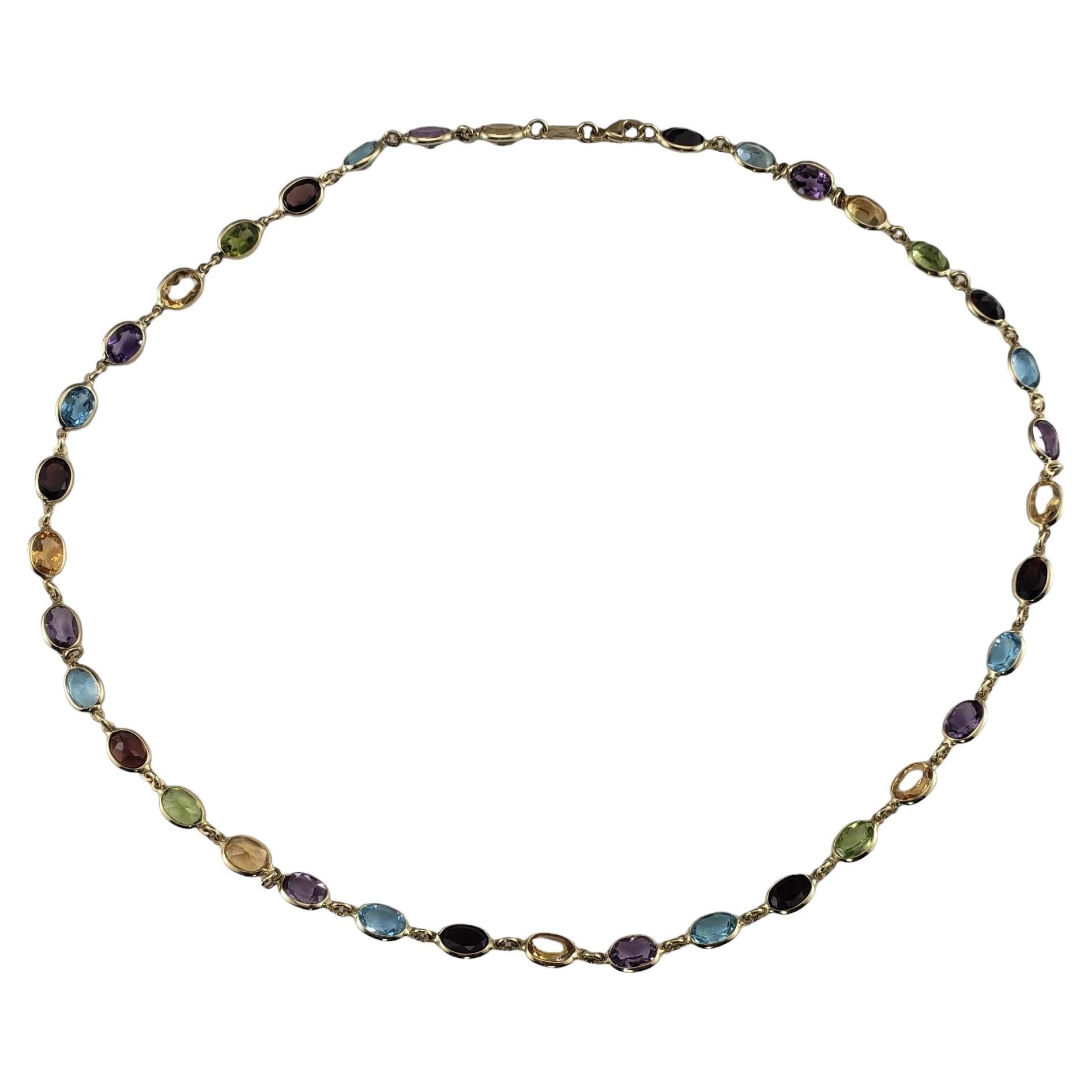 14K Yellow Gold Gemstone Necklace #16243 For Sale
