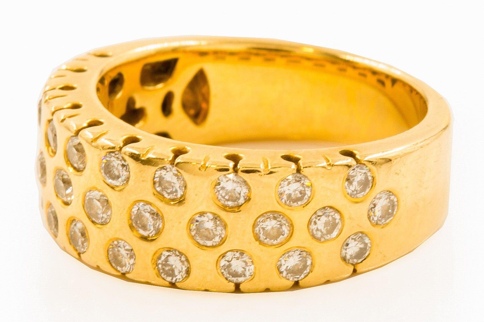 20ième siècle Bague en or jaune 14K et pierres précieuses par Sonia Bitton, taille 7 en vente