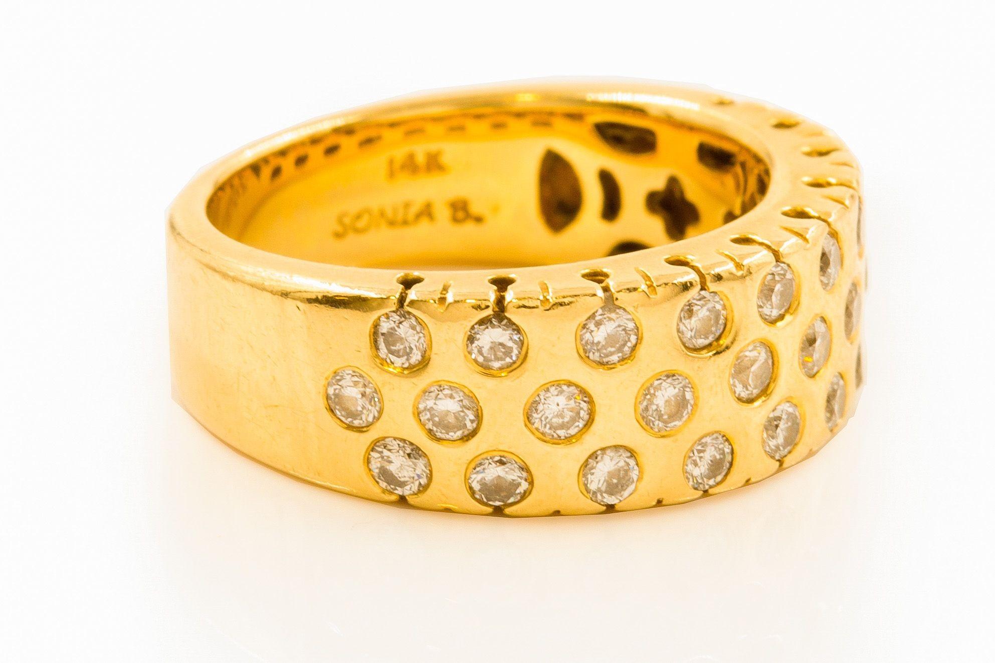14 Karat Gelbgold & Edelsteinring von Sonia Bitton, Größe 7 (Gold)