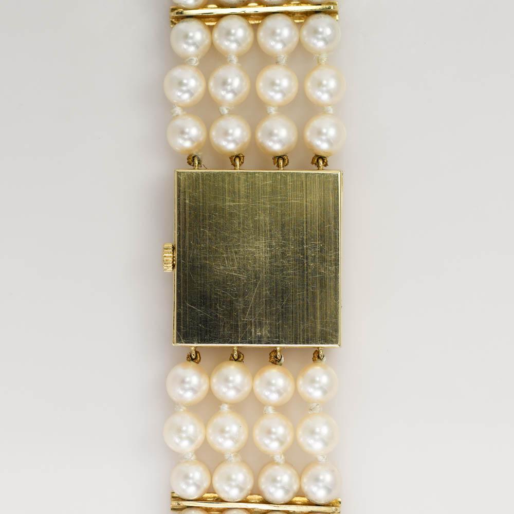 14k Yellow Gold Geneve Quartz Pearl Watch, 42gr In Excellent Condition In Laguna Beach, CA