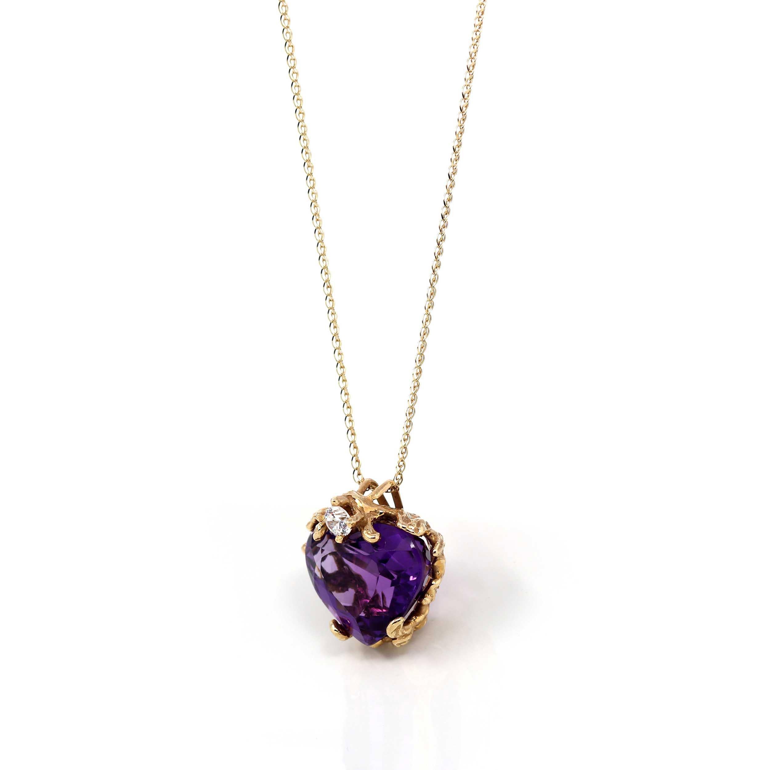 * INTRODUCTION----- This pendant is made with high-quality genuine 5.84ct AAA nice purple amethyst & SI genuine diamonds. It looks so royal and unique design. The luxury purple color stands out like no other. And the whole amethyst is so vibrant.