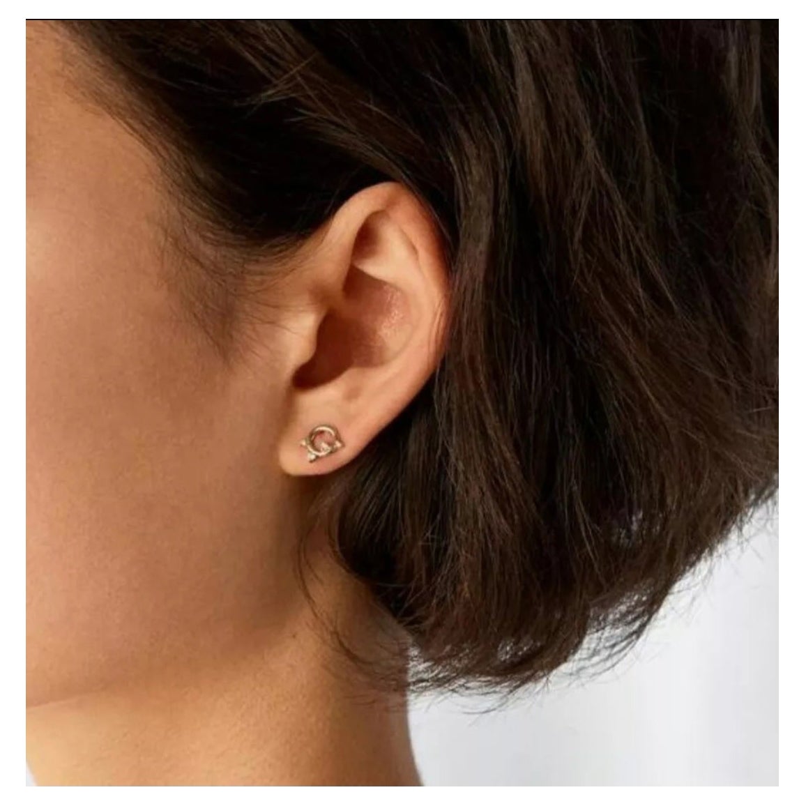 Pendientes de oro amarillo de 14 quilates con diamantes auténticos en forma de círculo abierto Joyería delicada para todos los días