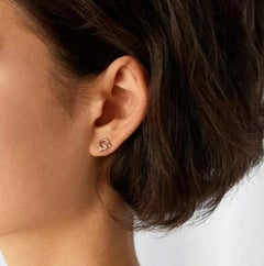 14K Gelbgold Echte Diamant Offene Kreis-Ohrringe Dainty