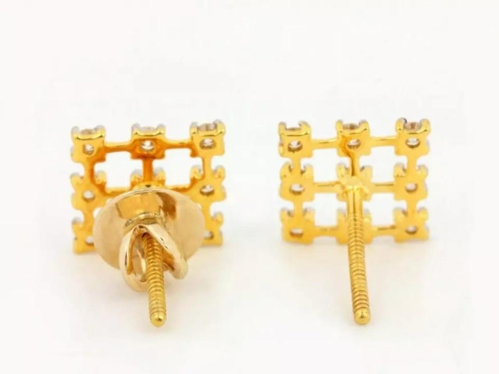 14K Yellow Gold Genuine Diamond Stud Earring Handmade Fine Jewelry Birthday Gift
Light weight can be worn everyday

Additional information:
Condition: New without tags: A brand-new, unused, and unworn item (including handmade items) that is not in
