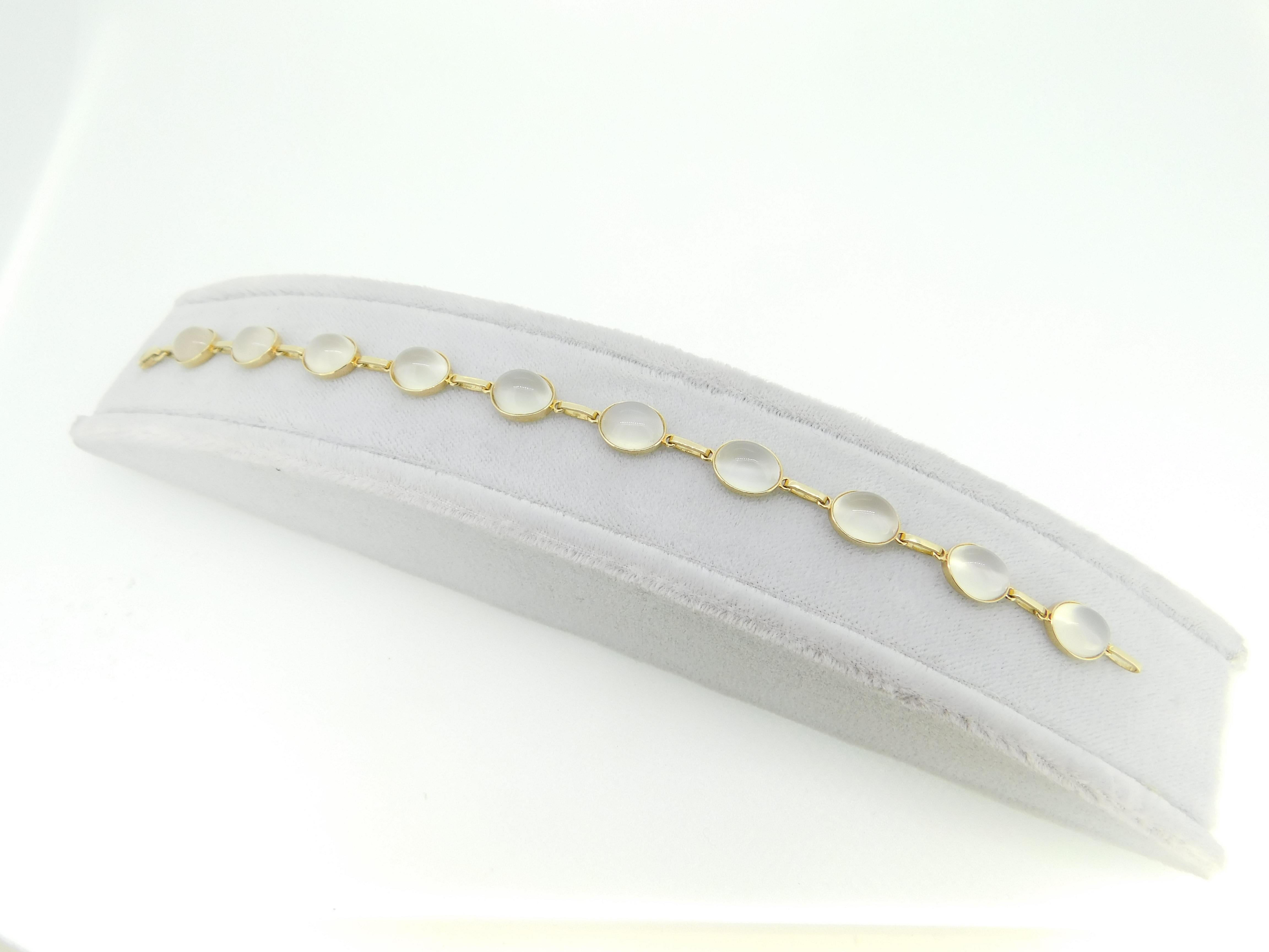 14k Gelbgold Echtes natürliches 23,59ct Mondstein-Armband '#J4341' (Ovalschliff)