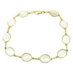 14k Yellow Gold Genuine Natural 23.59ct Moonstone Bracelet '#J4341'