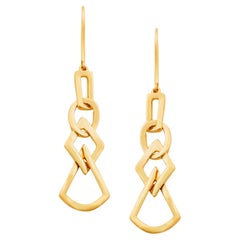 14K Yellow Gold Geo Drop Earrings
