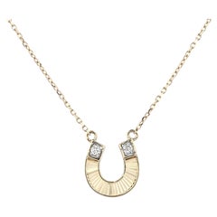 14K Yellow Gold Geometric 0.05Cts Diamond Pendant Necklace