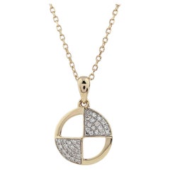 14K Yellow Gold Geometric 0.07Cts Diamond Pendant Necklace