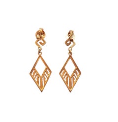 14K Yellow Gold Geometric Dangle Earrings #18032