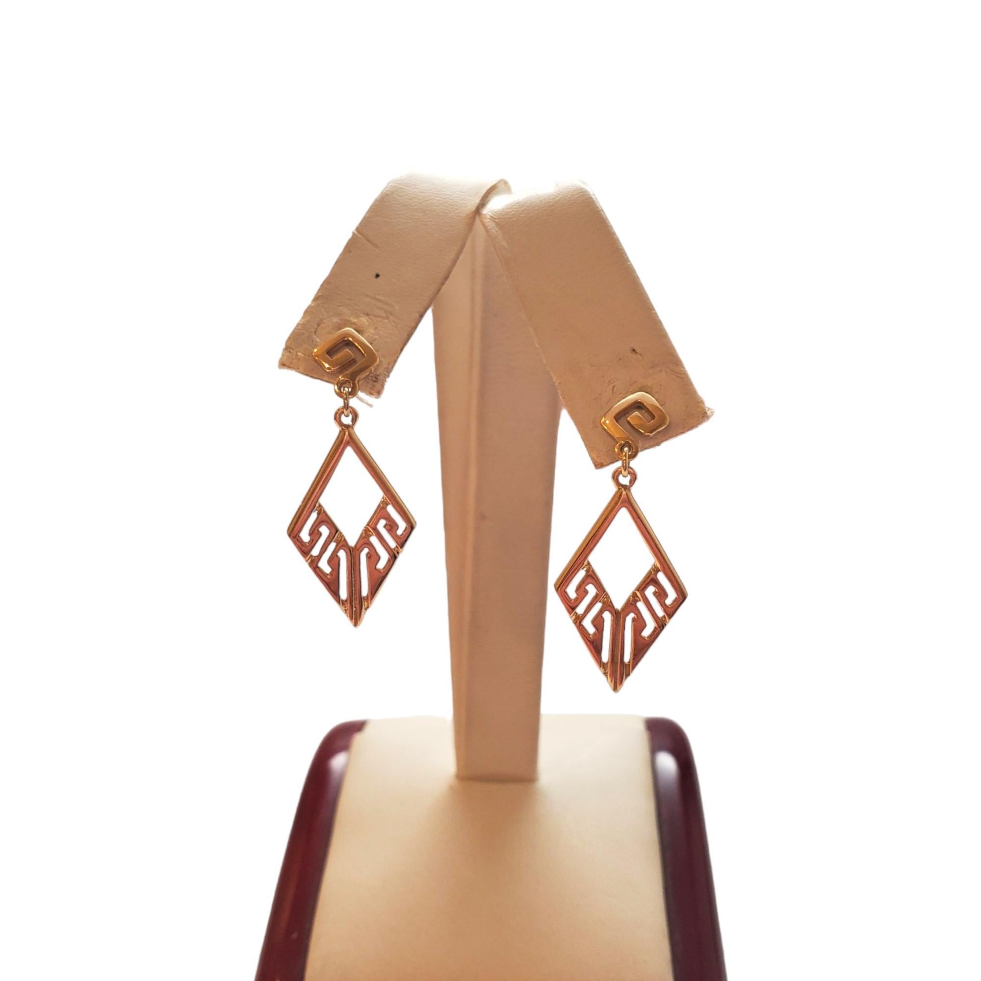 14K Yellow Gold Geometric Dangle Earrings #18032 In Good Condition For Sale In Washington Depot, CT