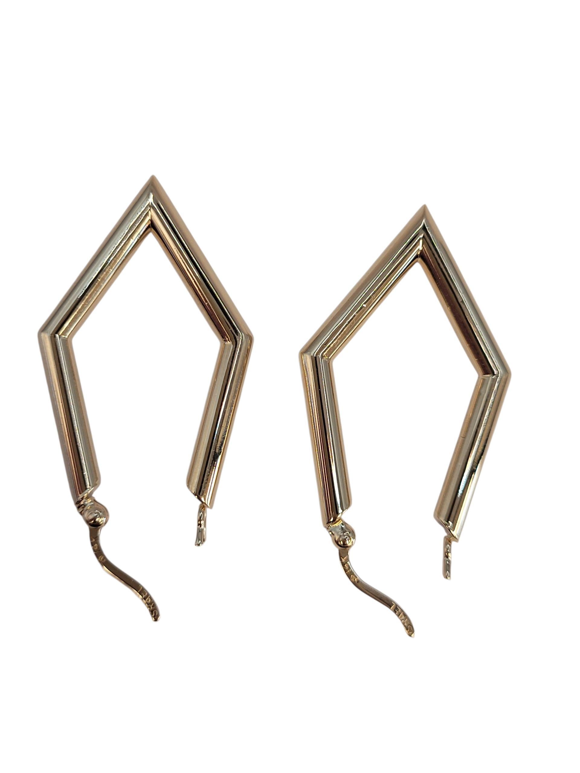 Contemporaneo Orecchini a cerchio geometrici in oro giallo 14K #23530 in vendita