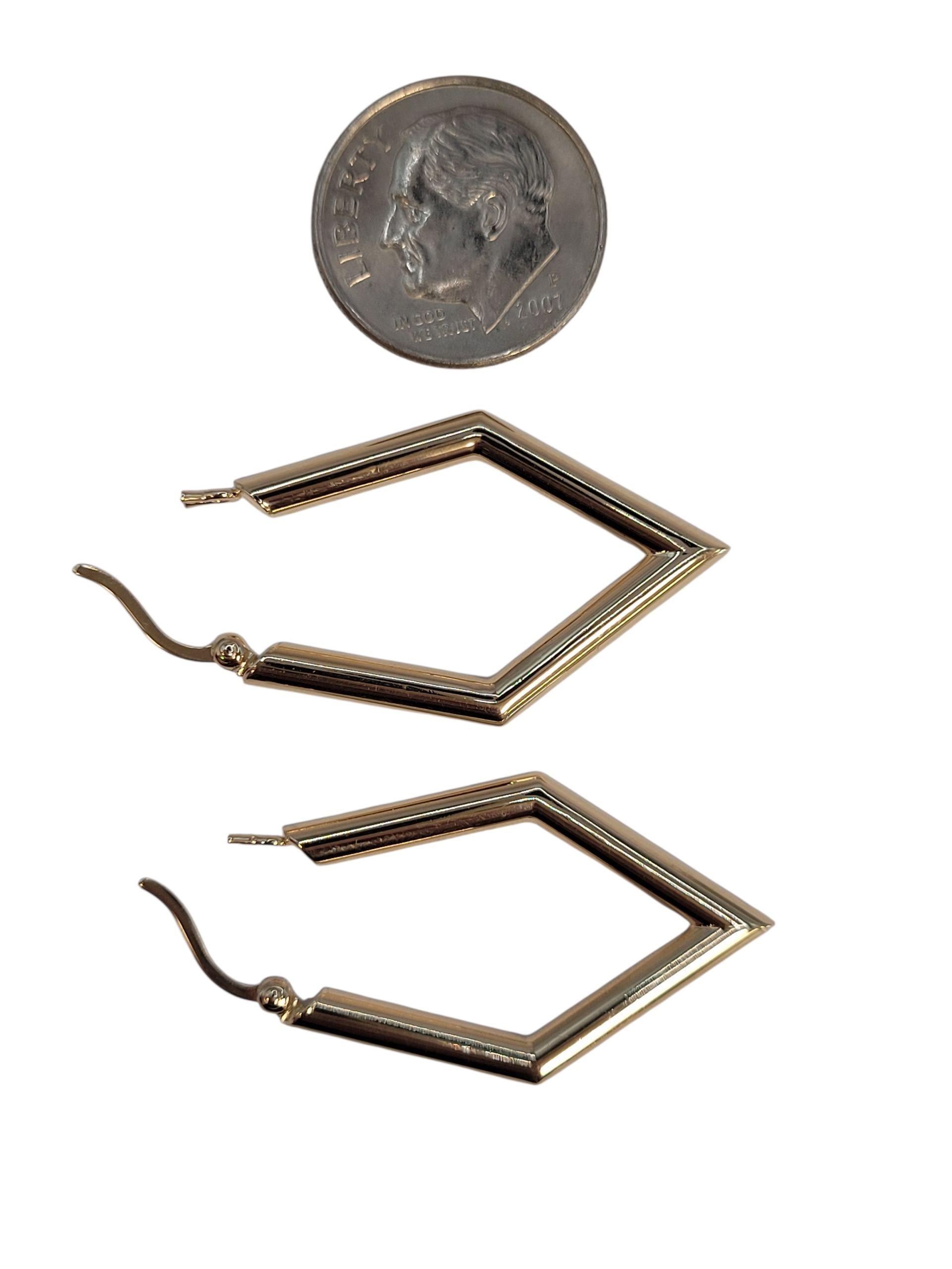 Donna Orecchini a cerchio geometrici in oro giallo 14K #23530 in vendita