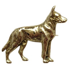 14K Yellow Gold German Shepard Dog Pin Brooch  #19839