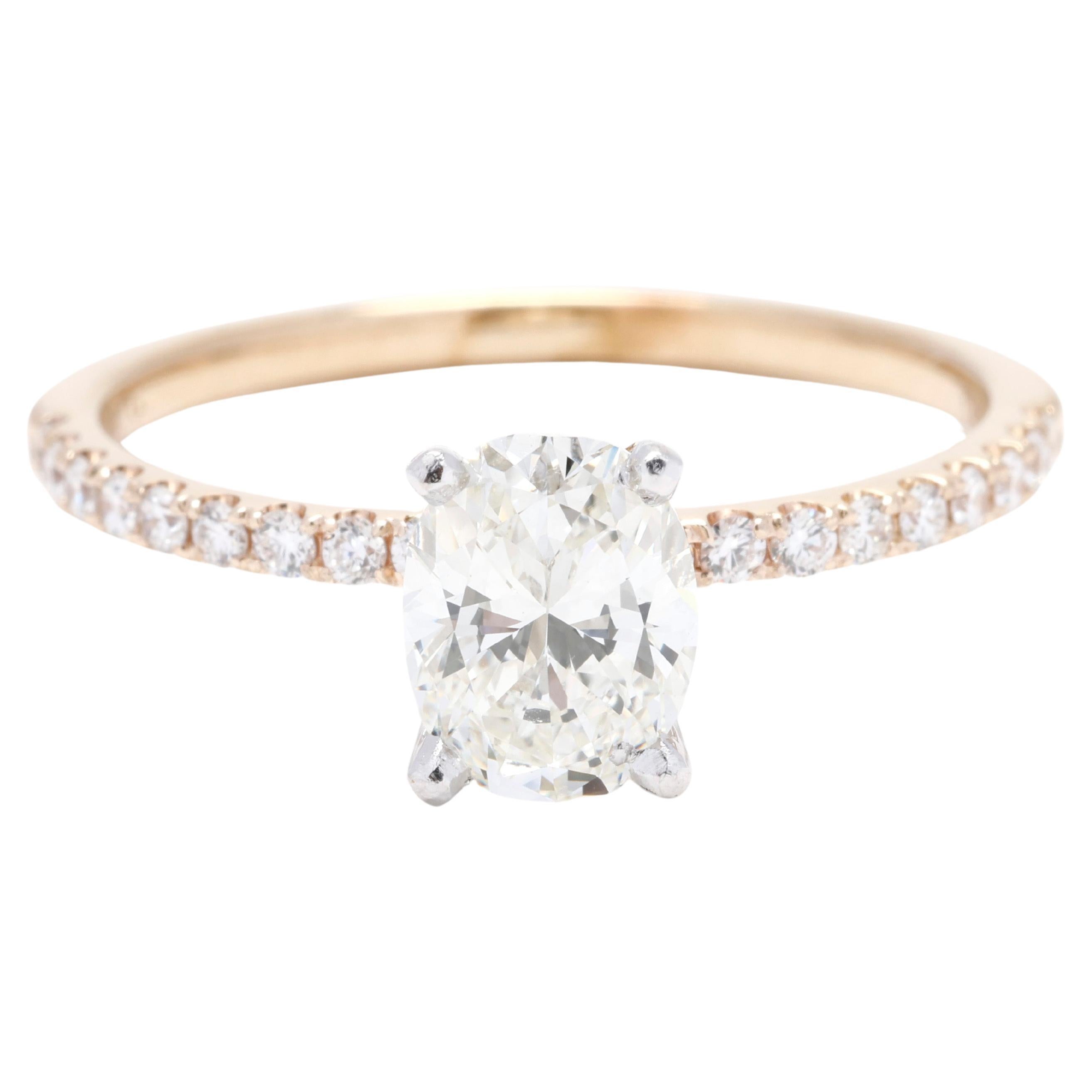 14k Gelbgold 1,31 Karat Diamant-Verlobungsring, Ring Größe 8, GIA zertifiziert