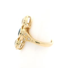 14k Yellow Gold GIA 1.51ctw Montana Sapphire & Diamond Long Bezel Ring