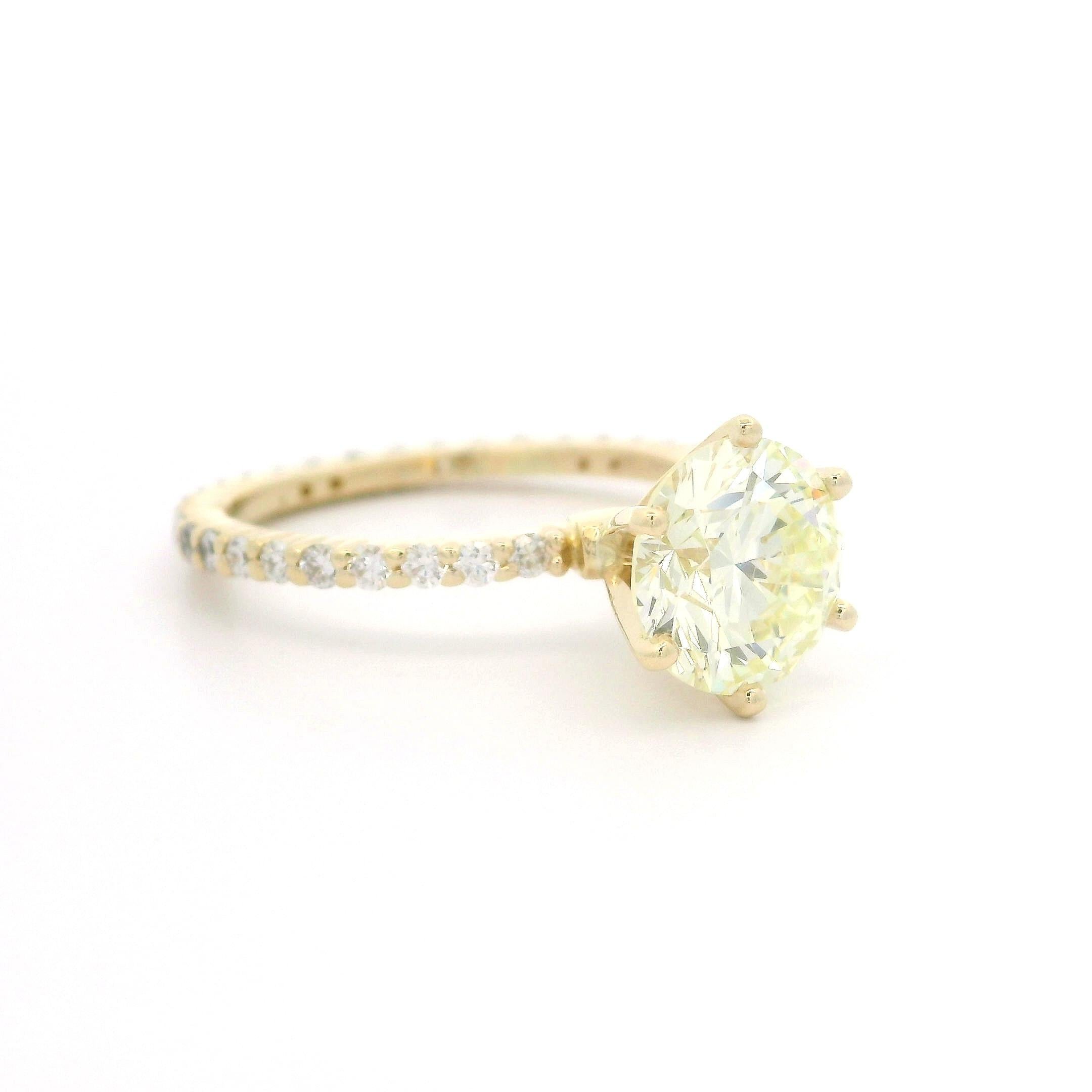 14k Yellow Gold GIA 2.59ctw Round Light Yellow Diamond Solitaire Engagement Ring 7