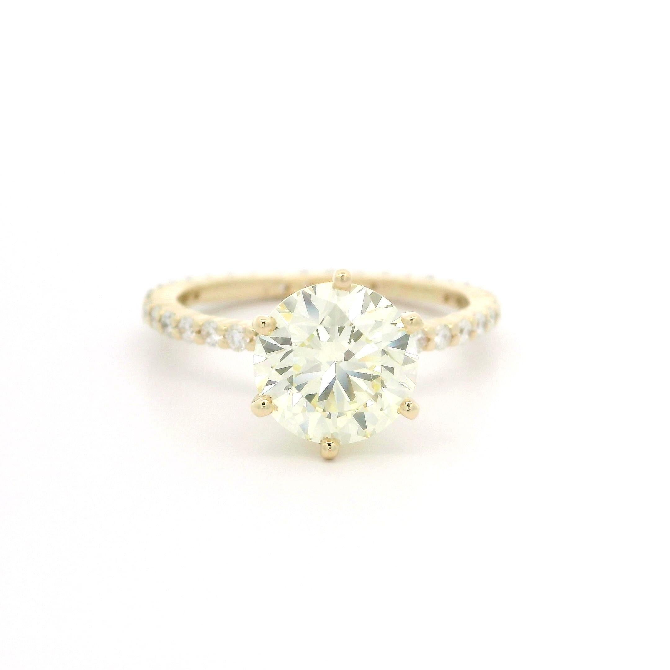 14k Yellow Gold GIA 2.59ctw Round Light Yellow Diamond Solitaire Engagement Ring 8