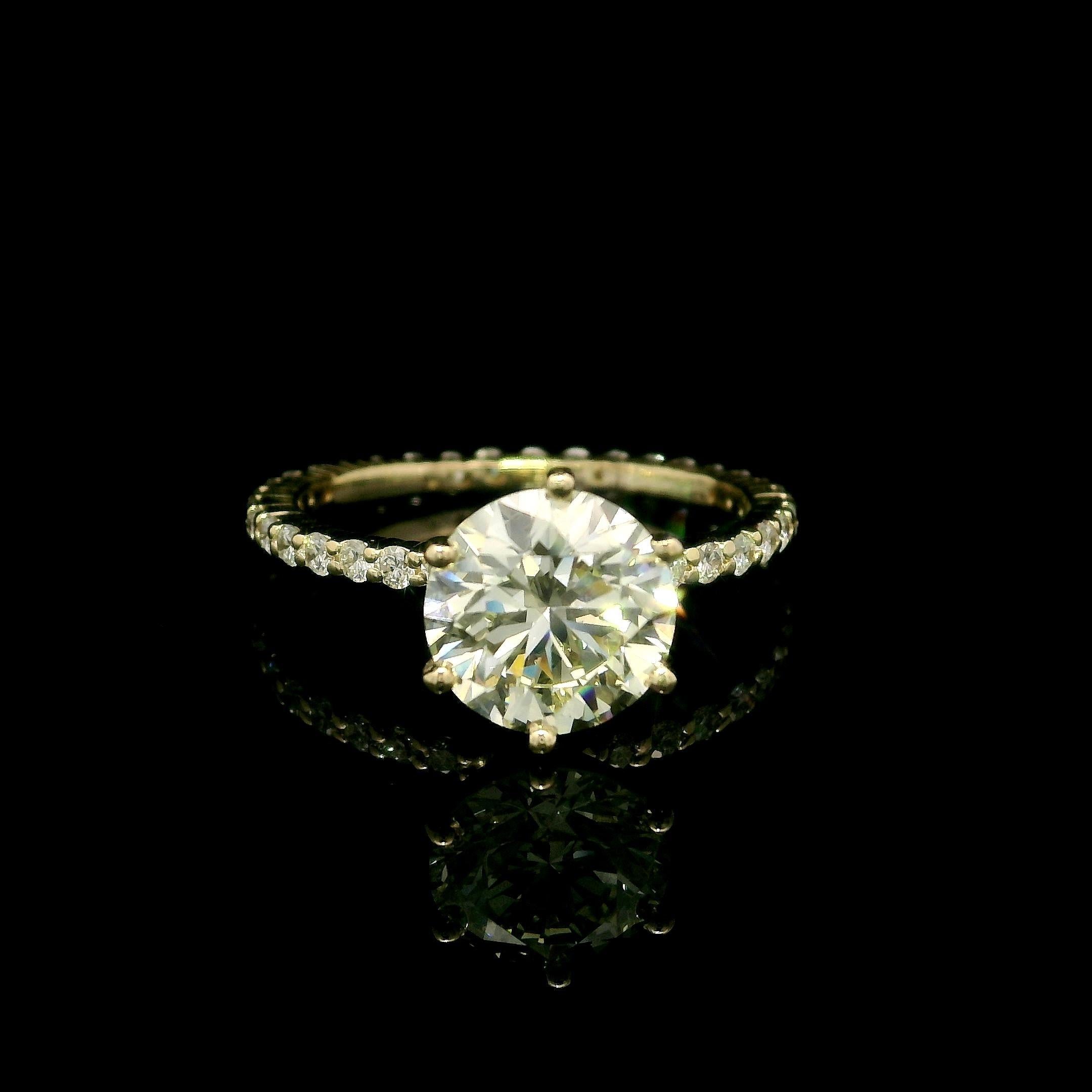 14k Yellow Gold GIA 2.59ctw Round Light Yellow Diamond Solitaire Engagement Ring 9