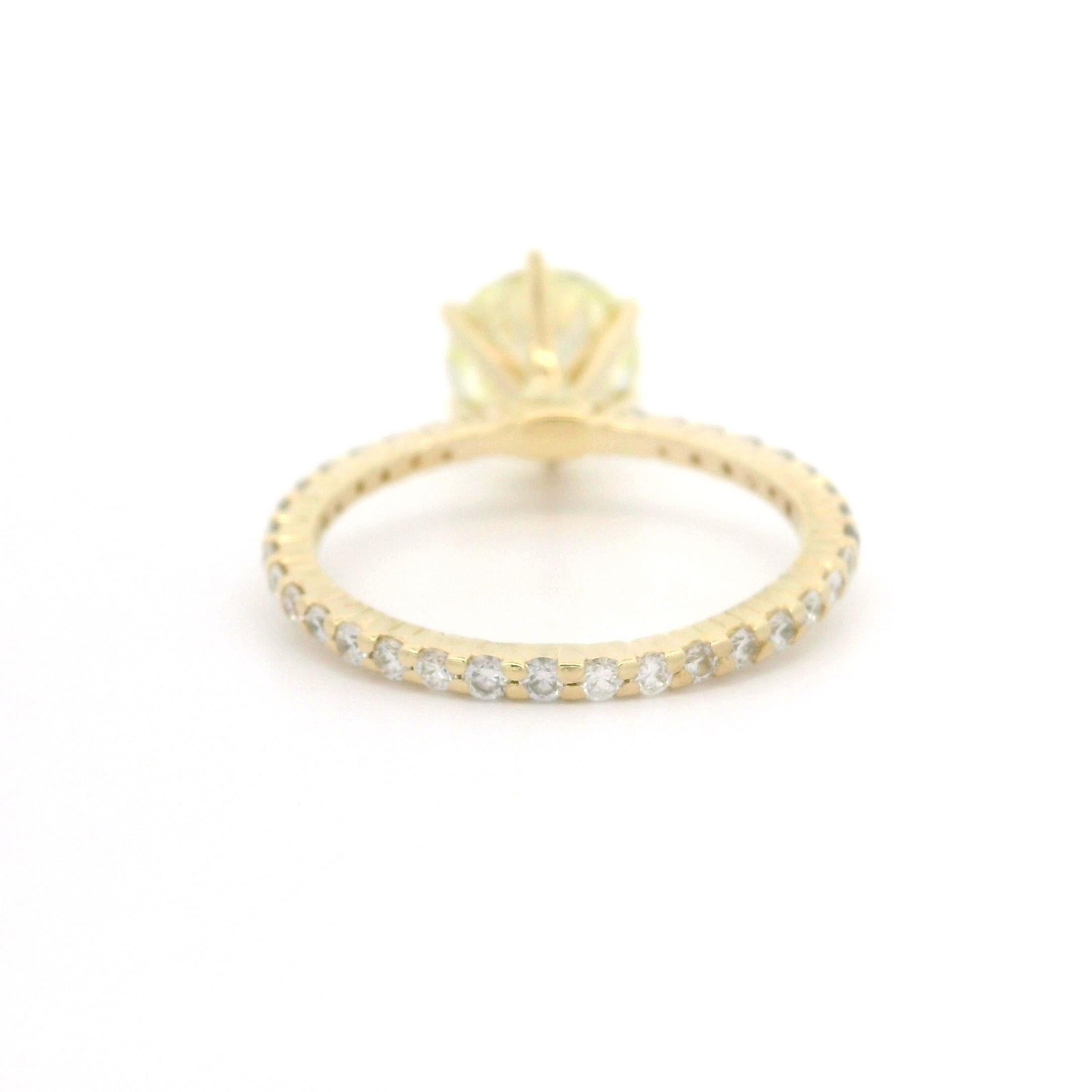 14k Yellow Gold GIA 2.59ctw Round Light Yellow Diamond Solitaire Engagement Ring 1