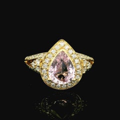 14k Yellow Gold GIA 3.03ctw No Heat Pear Pink Sapphire & Diamond Ring