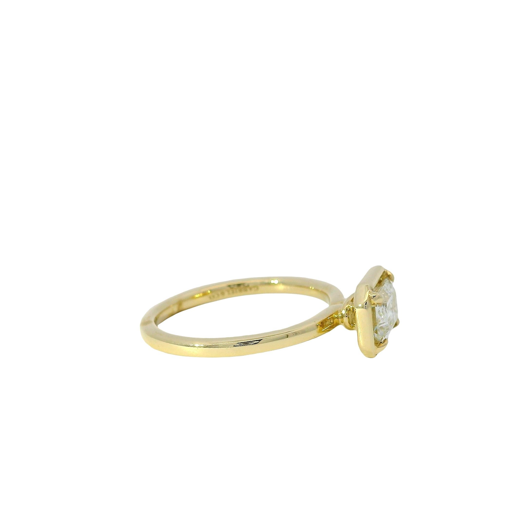 Bague de fiançailles en or jaune 14k certifiée GIA 1,07ct diamant taille émeraude en vente 10