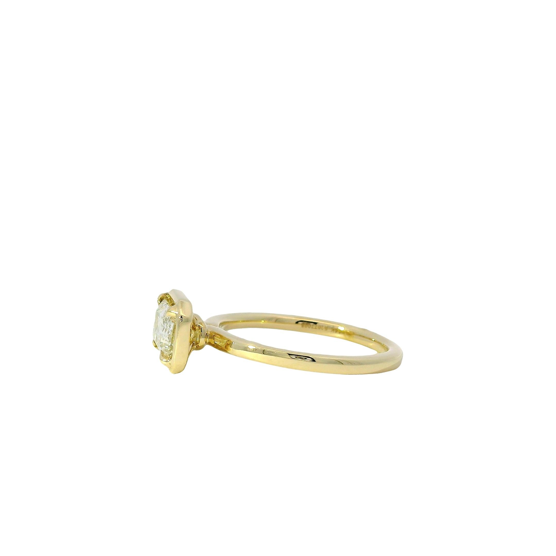 Bague de fiançailles en or jaune 14k certifiée GIA 1,07ct diamant taille émeraude Pour femmes en vente
