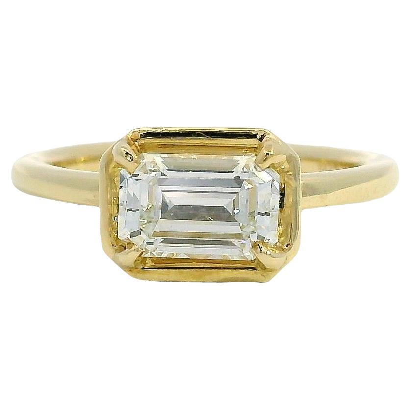 14k Yellow Gold GIA Certified 1.07ct Emerald Cut Diamond Engagement Ring