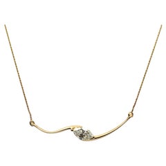 14k Yellow Gold GIA Certified 1ct Natural Marquise Cut Diamond Wave Necklace