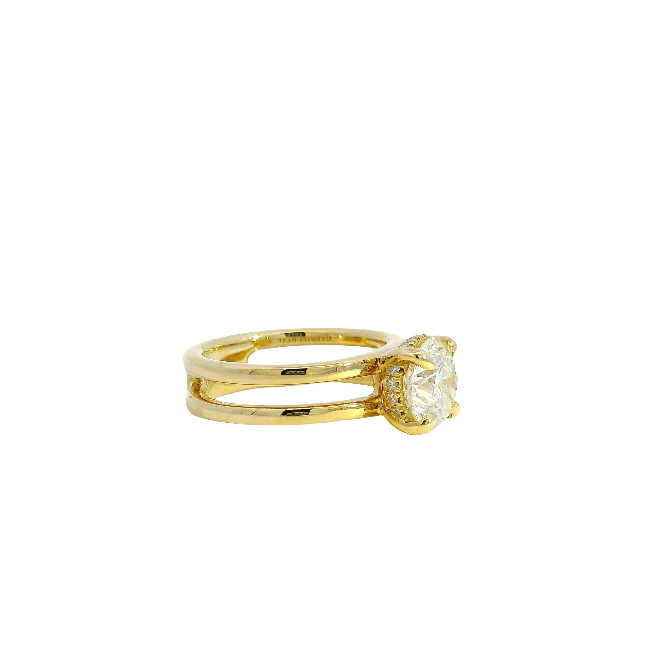 Or jaune 14k certifié GIA 2.25ct Round Brilliant Diamond 2 Row Engagement Ri en vente 12