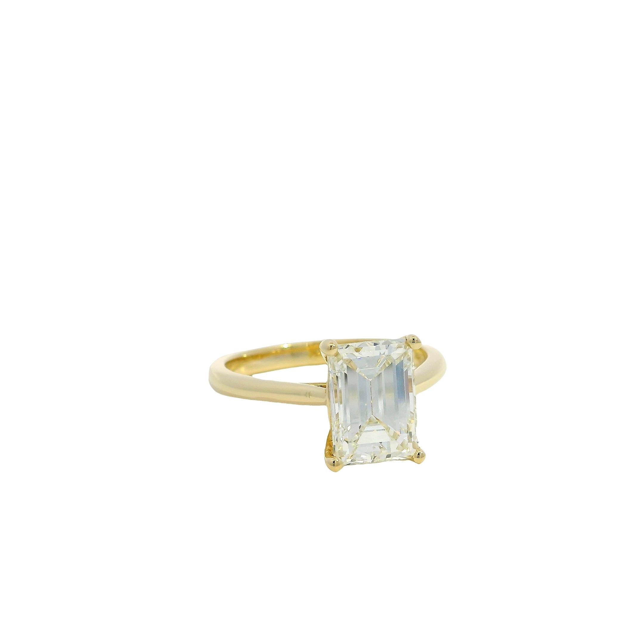 14k Gelbgold GIA zertifiziert 2,39ct Emerald Cut Verlobungsring im Angebot 15