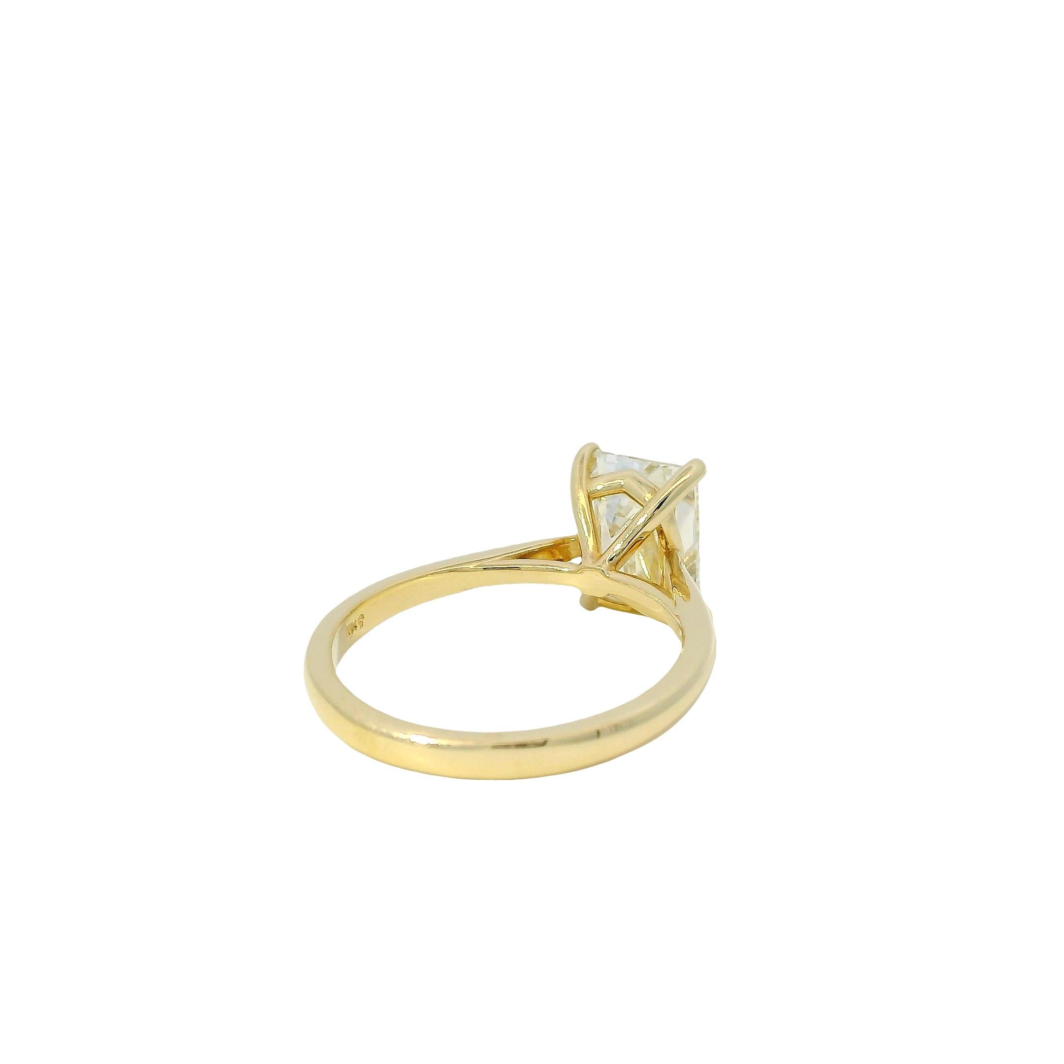 14k Gelbgold GIA zertifiziert 2,39ct Emerald Cut Verlobungsring im Angebot 26