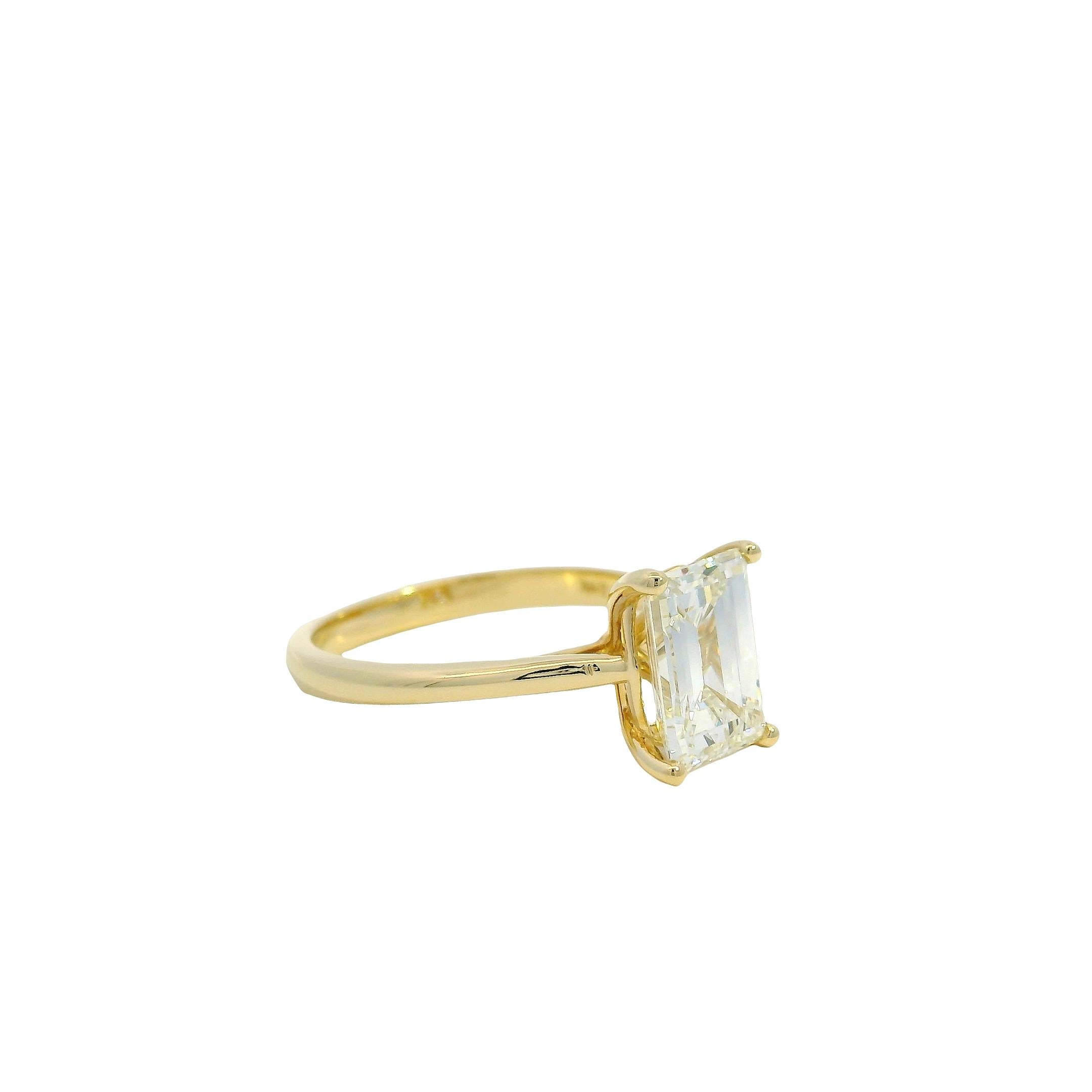 14k Gelbgold GIA zertifiziert 2,39ct Emerald Cut Verlobungsring im Angebot 32