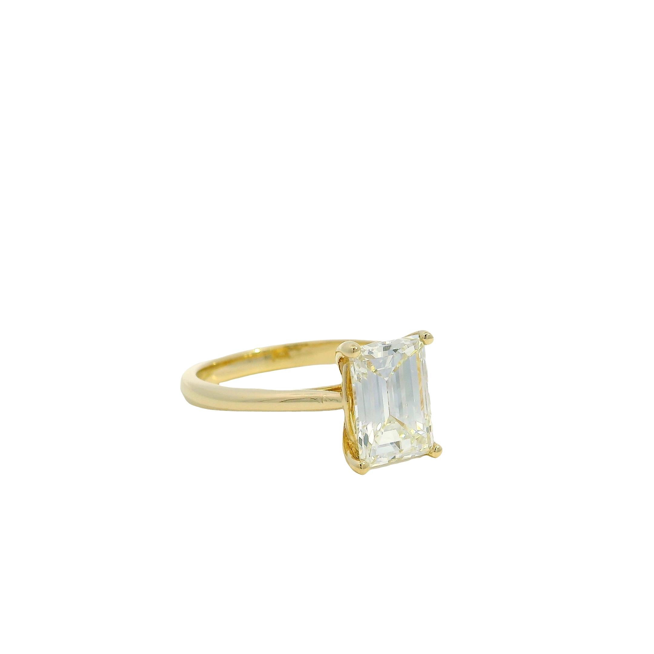 14k Gelbgold GIA zertifiziert 2,39ct Emerald Cut Verlobungsring im Angebot 33