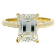 14k Yellow Gold GIA Certified 2.39ct Emerald Cut Engagement Ring