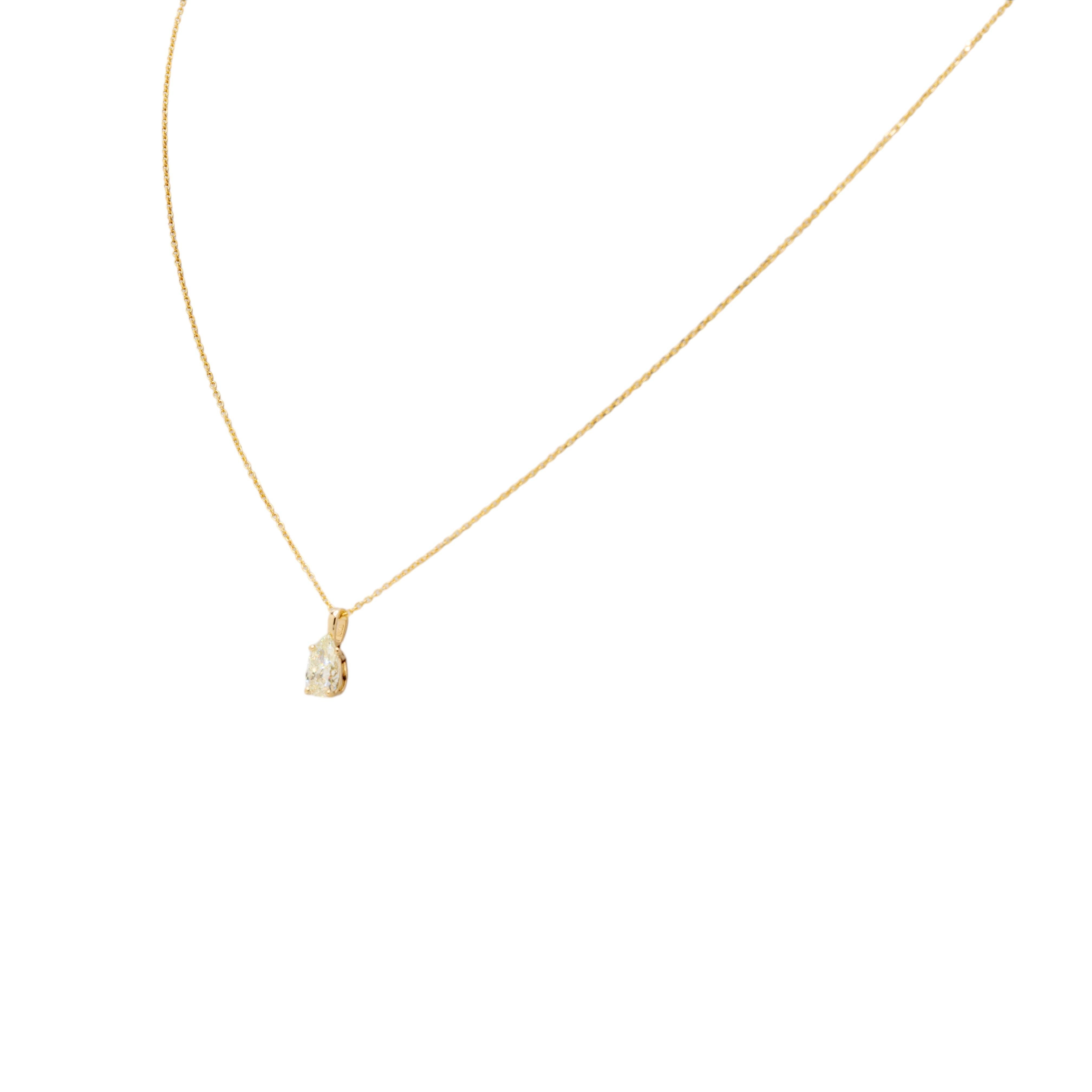 14K Yellow Gold GIA Certified Diamond Pendant Necklace In New Condition For Sale In Boca Raton, FL