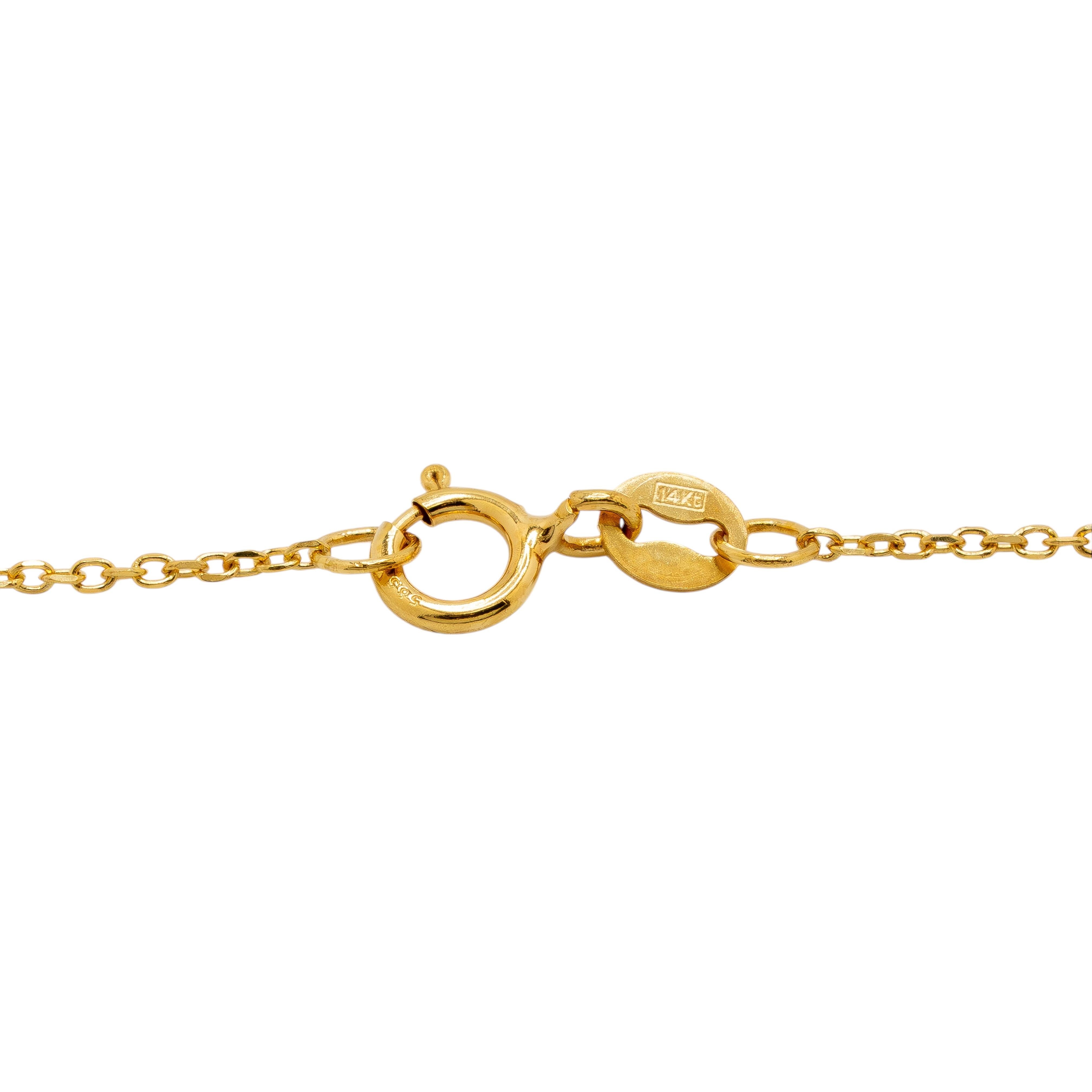 14K Yellow Gold GIA Certified Diamond Pendant Necklace For Sale 1