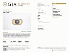 14K Yellow Gold GIA Certified Natural Star Sapphire & Diamond Three-Stone Ring
