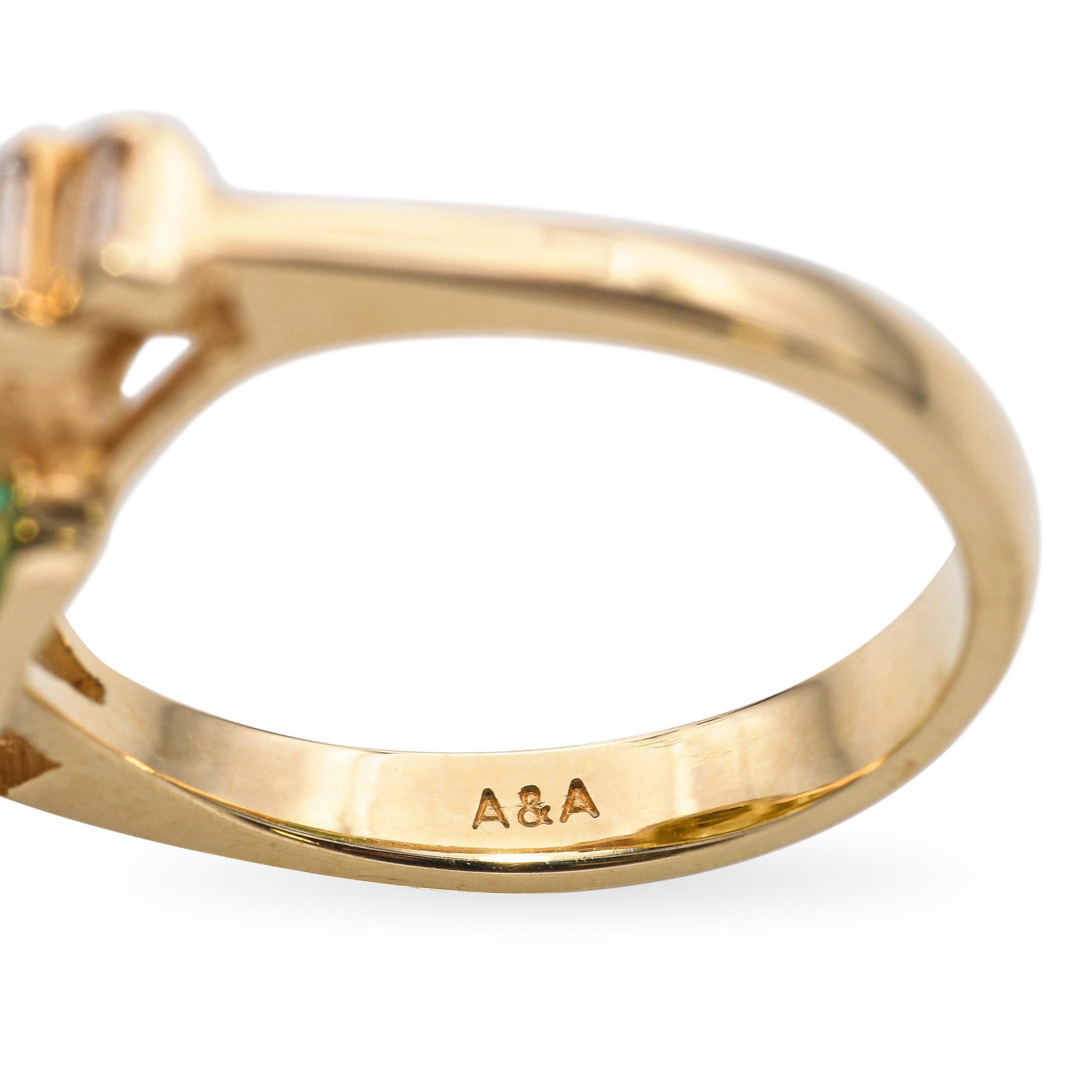 Bague en or jaune 14K GIA huile mineure colombienne 2.79Ct émeraude et 0.50TCW diamant en vente 4