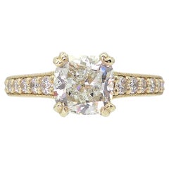 14k Yellow Gold GIA Cushion Natural 2.18ct Diamond Engagement Ring 4.6g i15485