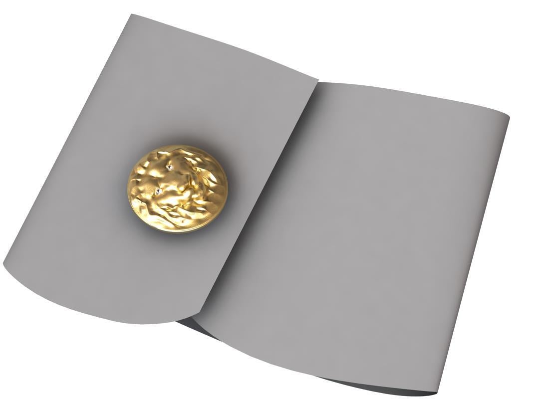 Boutons de manchette lion en or jaune 14 carats et diamants certifiés GIA Neuf - En vente à New York, NY
