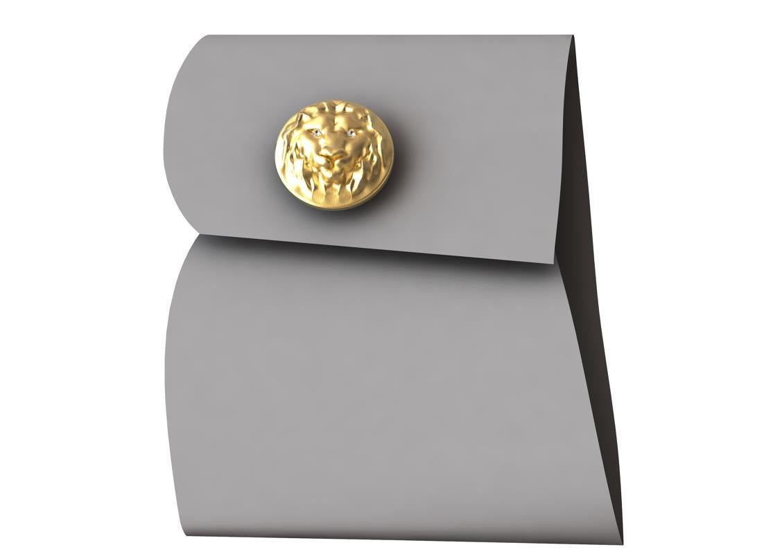 Boutons de manchette lion en or jaune 14 carats et diamants certifiés GIA en vente 1