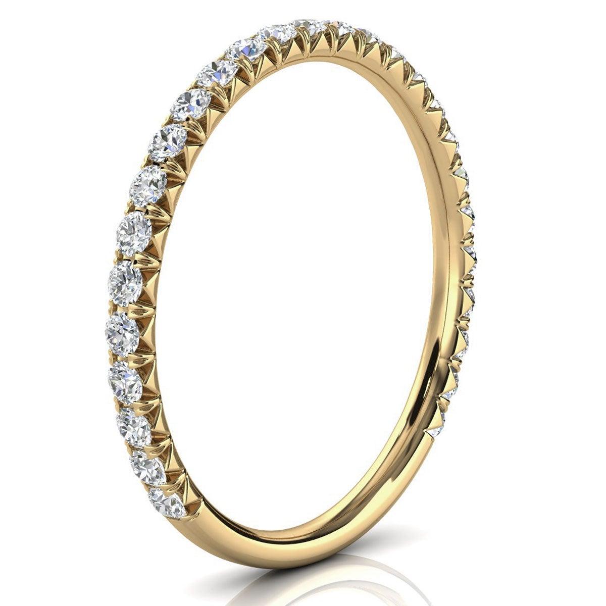 Im Angebot: 14k Gelbgold GIA Französischer Pavé-Diamantring '1/3 Ct. tw' () 2