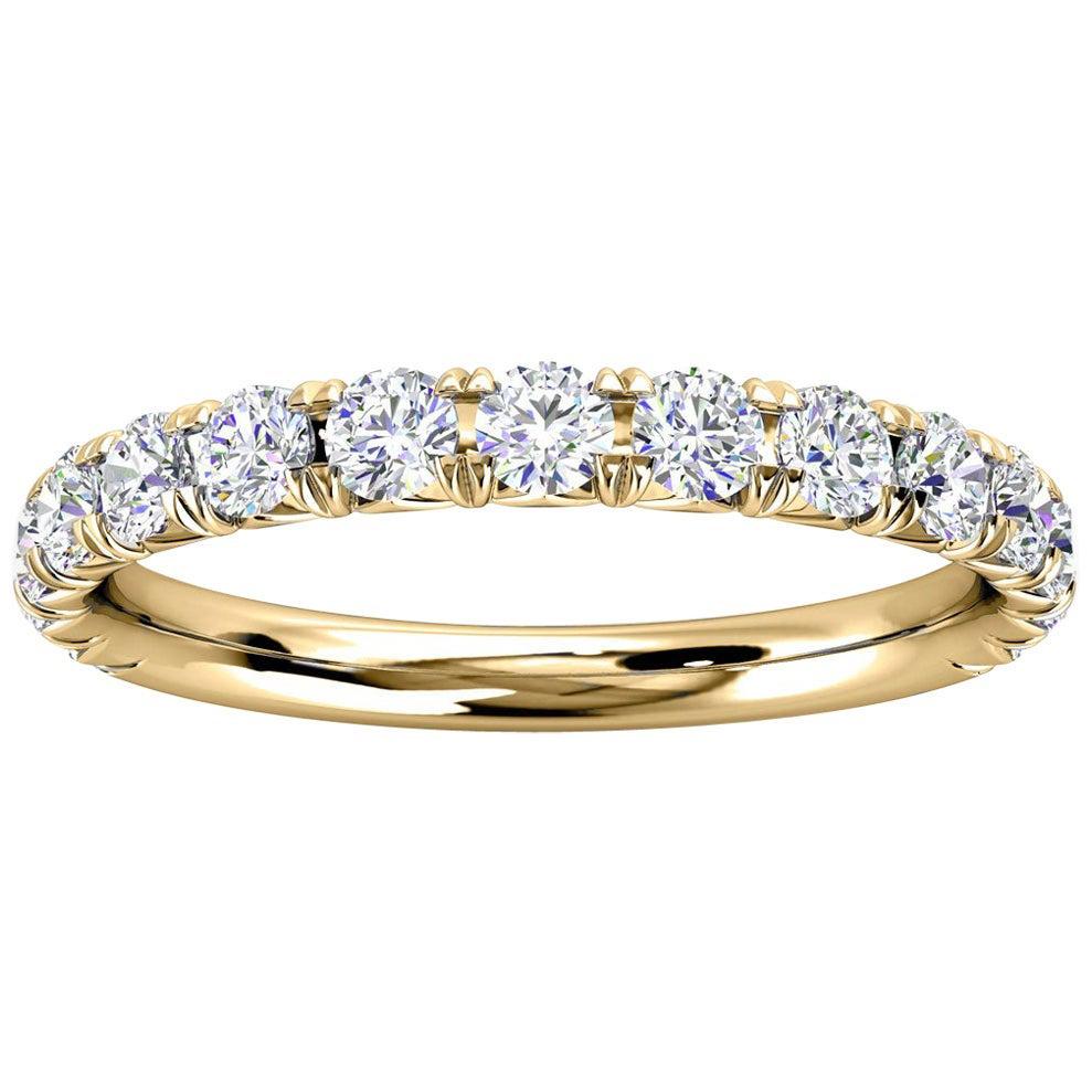 For Sale:  14k Yellow Gold GIA French Pave Diamond Ring '3/4 Ct. Tw'